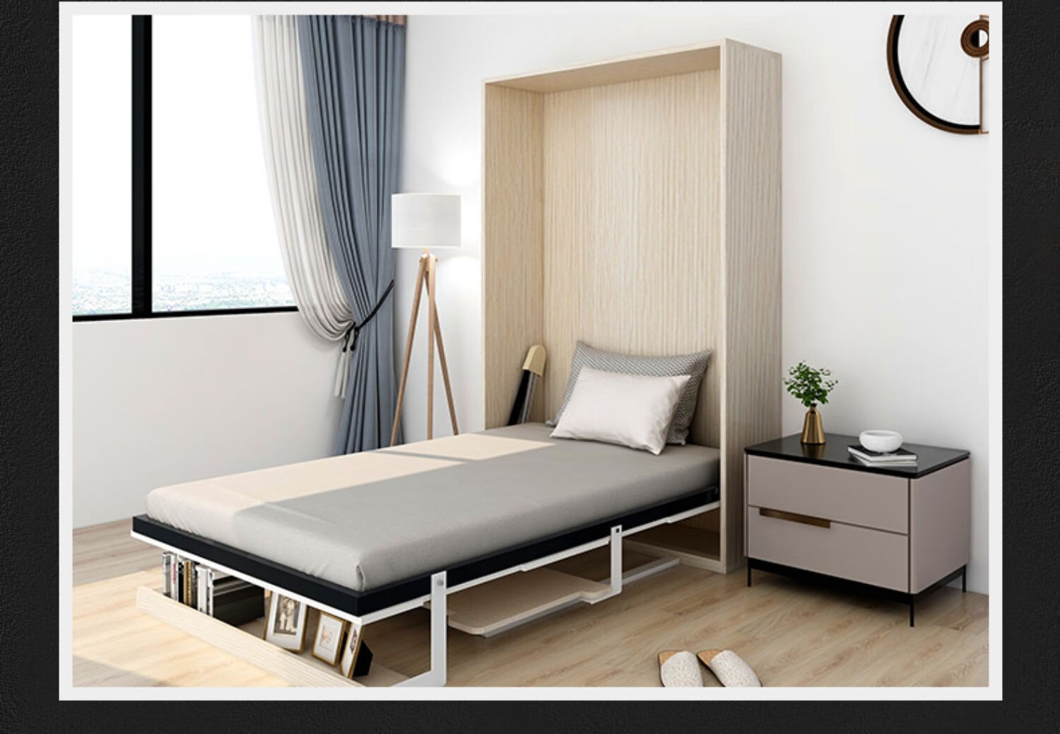 星海纳隐形床立墙式折叠床五金配件联动壁床定制正翻侧翻床板床自动