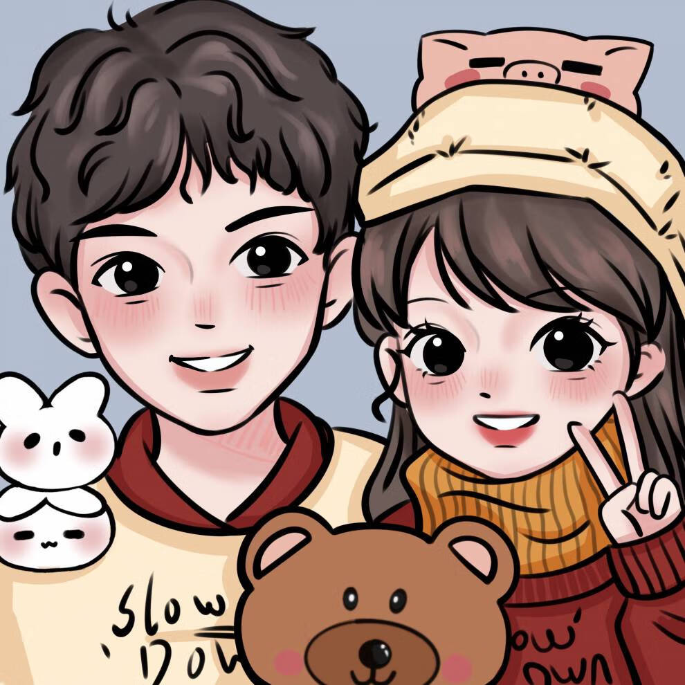 微信头像定制 情侣头像手绘定制微信动漫画地中海q版头像男女生设计