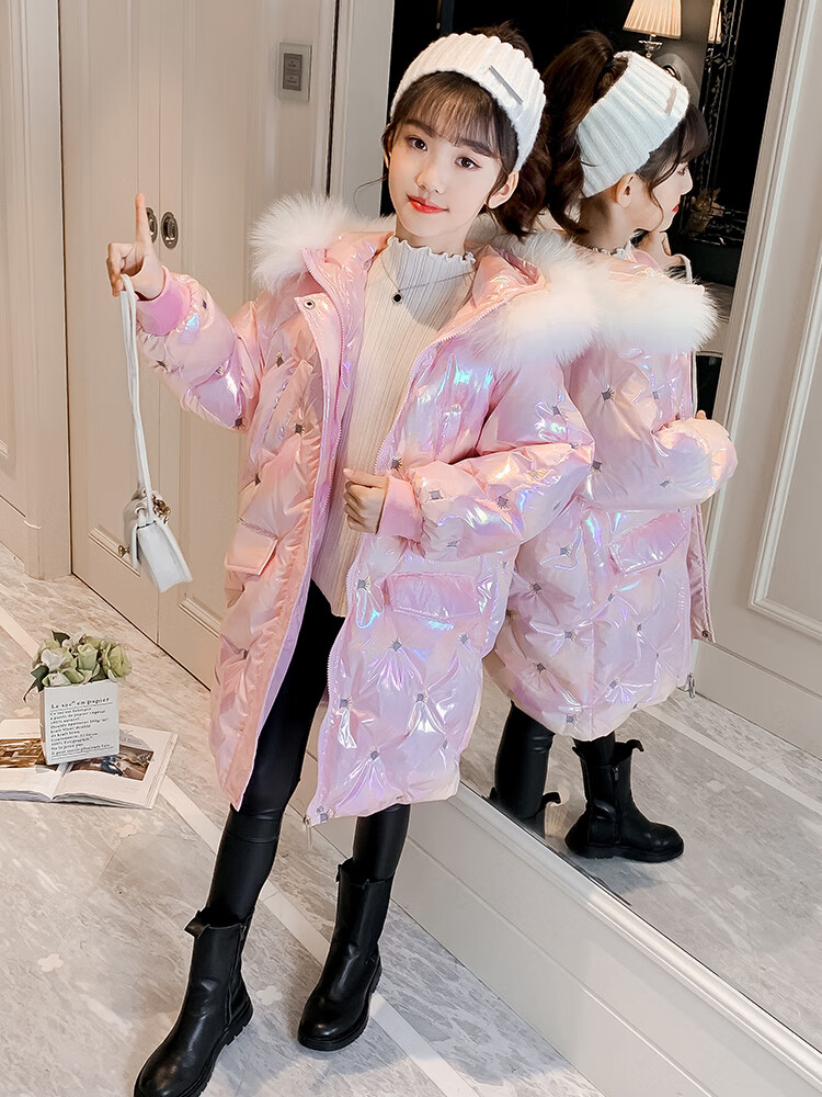 巴拉巴拉旗下badi高端品质儿童羽绒服女童免洗亮面冬季2021年新款洋气