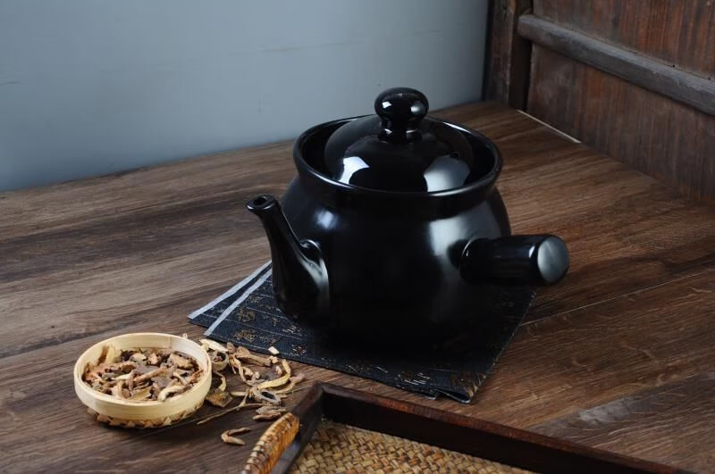 传统老式砂锅熬药煎药锅中药壶熬中药罐子明火陶瓷养生煲耐高温全黑