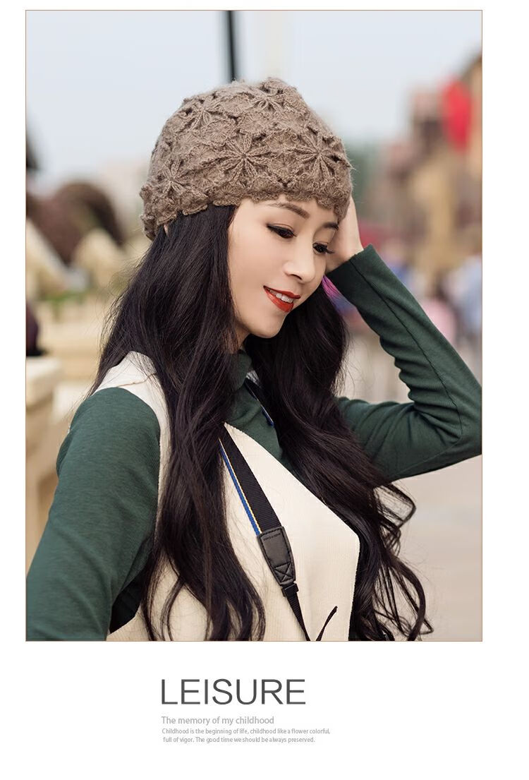 盼玫服饰配件遮白发帽女士帽子时尚潮韩版百搭秋冬薄款蕾丝包头遮白发