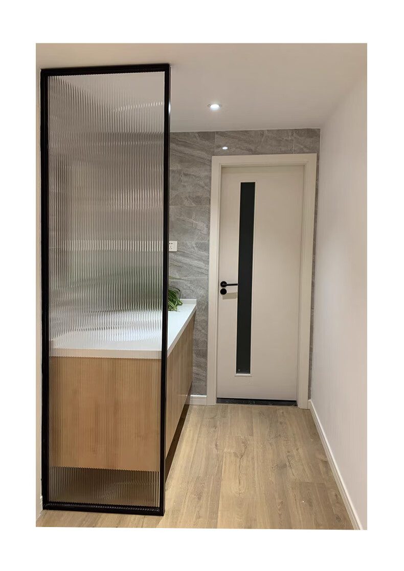 定制极简入户夹丝隔断屏风超白长虹钢化玻璃隔断餐客厅现代轻奢【图片