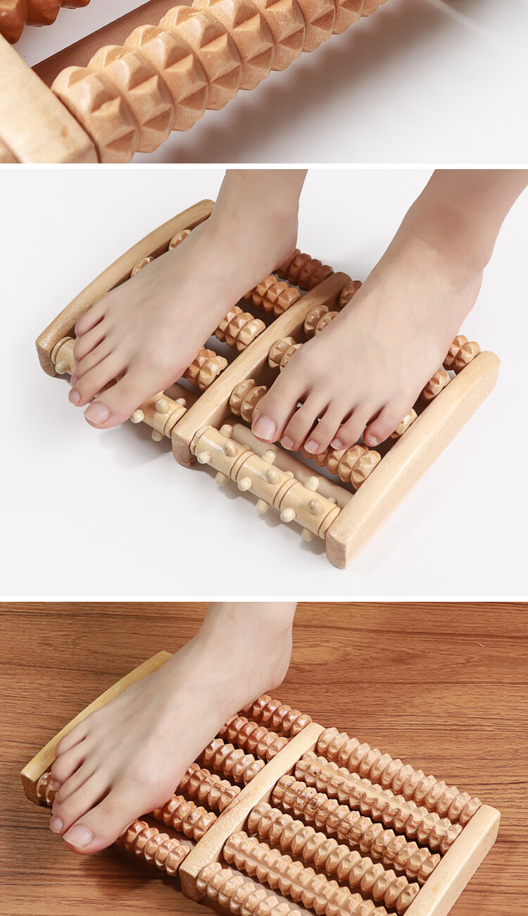 善浦足底按摩滚轮式木质脚底按摩器按压指压家用脚心穴位脚部足部按脚