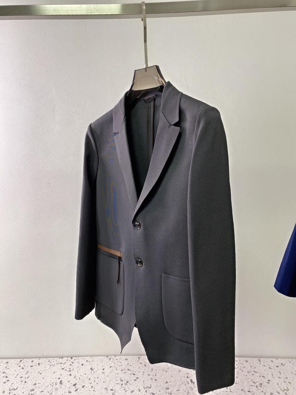 杰尼亚zegna 秋冬新款男士商务休闲西服西装高端简约 蓝色 m【图片