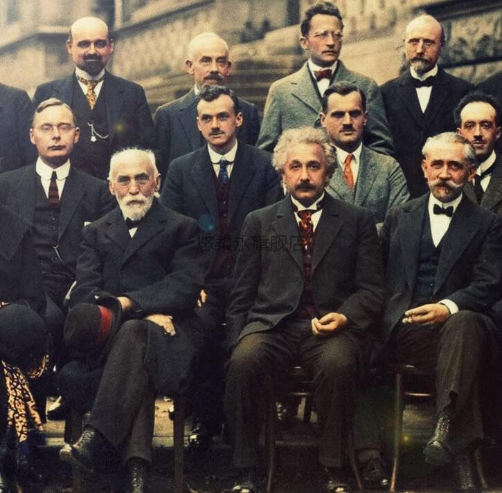 索尔维会议复古怀旧牛皮纸海报贴画老照片物理第五次索尔维会议合照