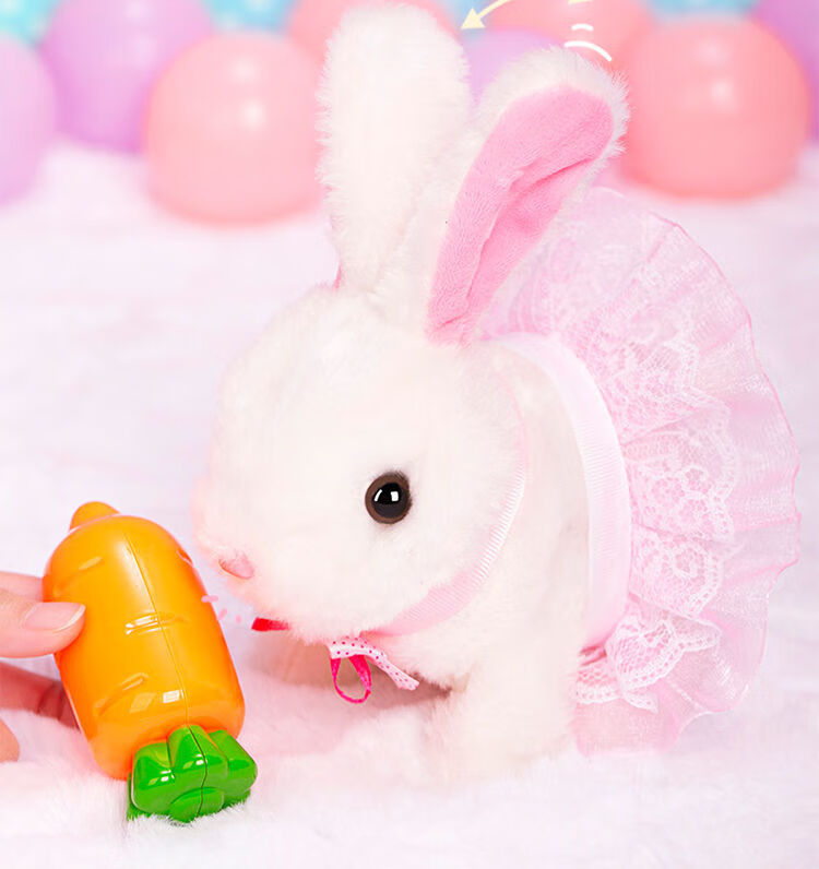 兔子毛绒玩具仿真电动可爱玩偶公仔网红小白兔女孩生日礼物手包包套装