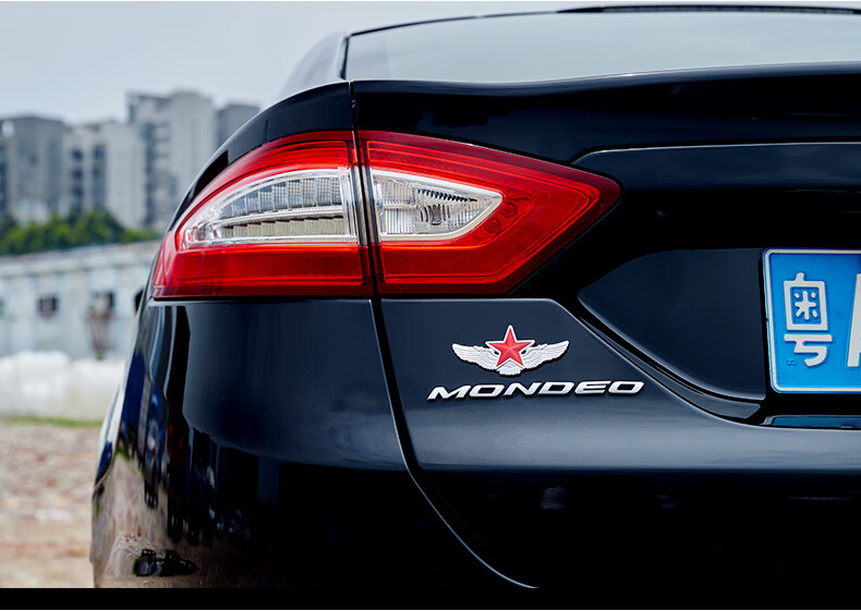 车贴纸装饰车标金属汽车身翅膀划痕贴叶子板侧标 双翼拥五星【金色】