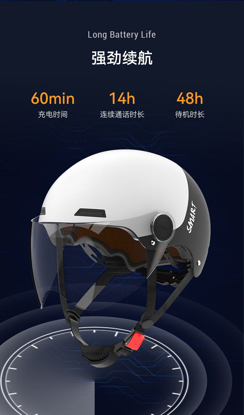 【蓝牙智能头盔】适用于摩托车电动车男女四季通用电瓶车半盔 半月粉