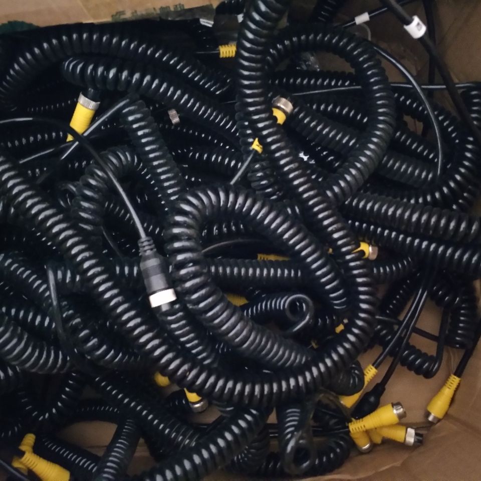 适用于大货车四路监控倒车影像航空视频线6m8米弹簧线挂车4芯螺旋连接