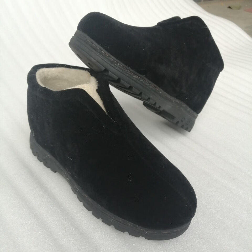 俄罗斯羊毛毡靴蒙古东北双层保暖一脚蹬懒人男女试毡靴,纯羊毛纯手工