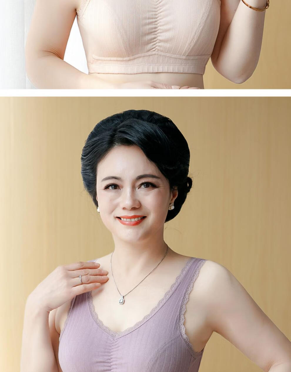 妈妈文胸中老年运动纯棉内衣中年妇女50岁无钢圈背心式美背款胸罩