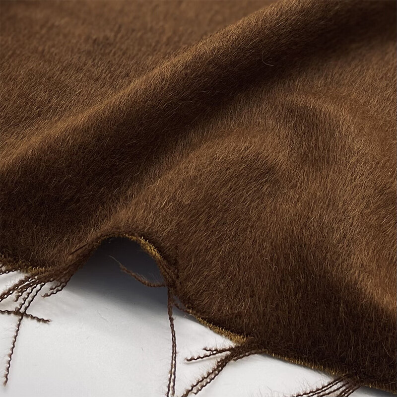 布艺岛 深驼色高端秘鲁苏力羊驼毛顺毛长毛面料 秋冬大衣diy布料 深