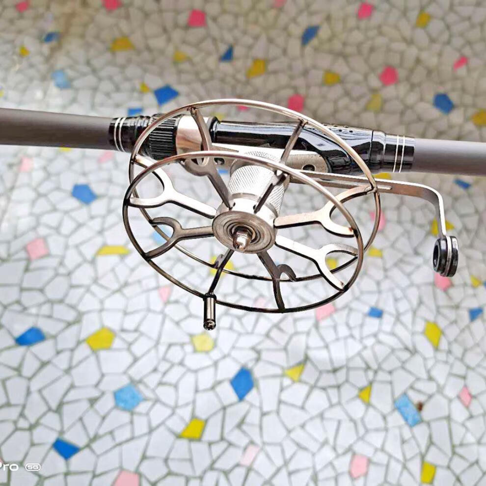 奈野蓝全金属手拨轮八卦轮带卸力全金属筏钓轮双轴矶钓车盘平圈直径12