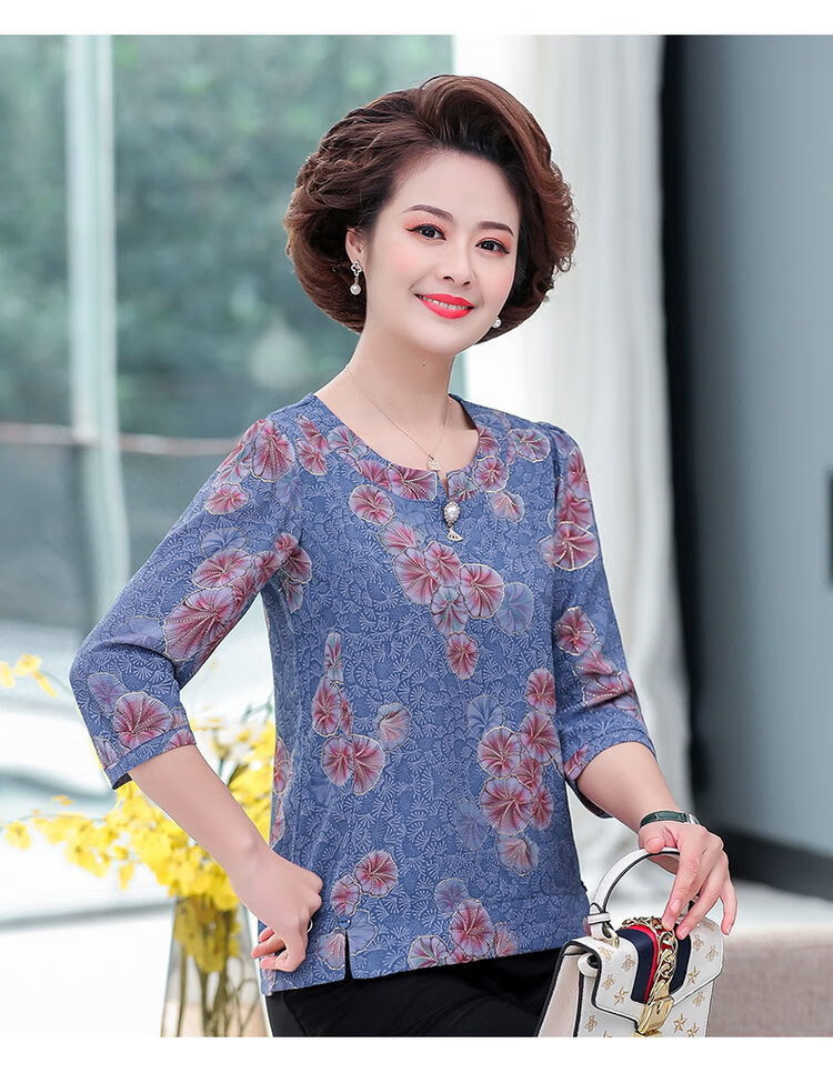 捡漏价高档夏装女中老年女装夏季新款七分袖妈妈装5060岁中袖上衣大i