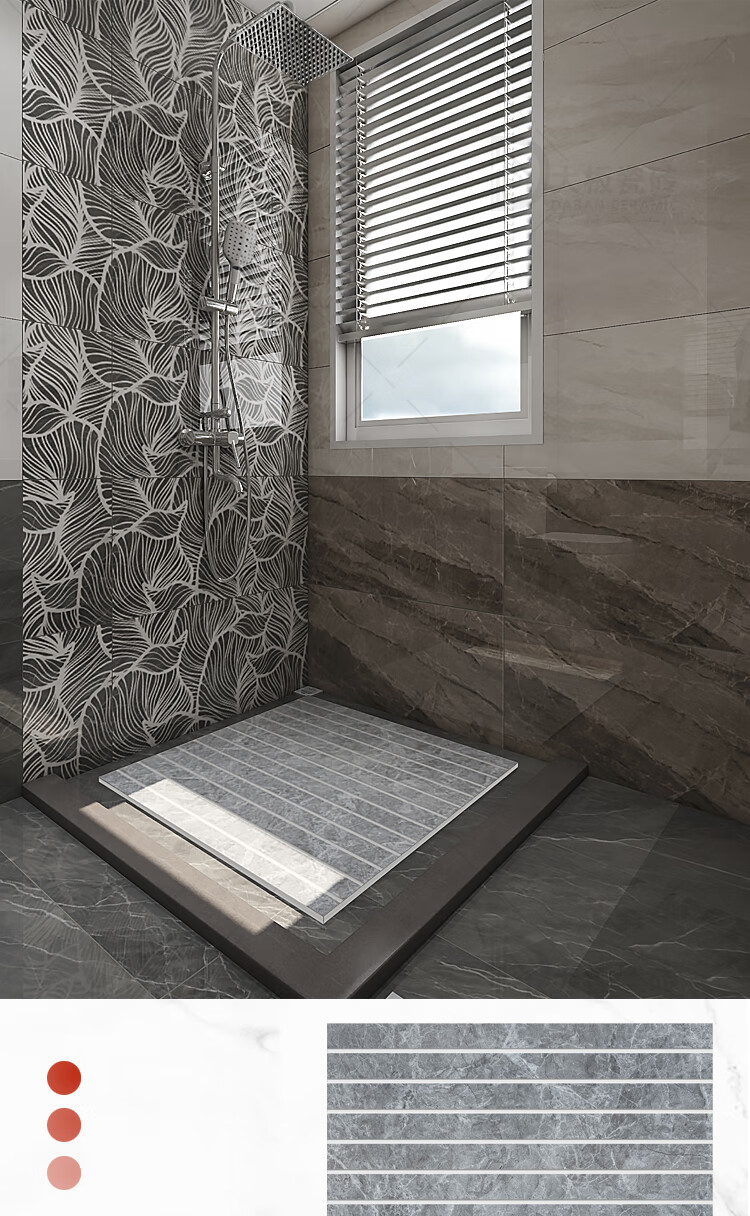 科勒京 淋浴房脚踏石900x900横槽淋浴房流水防滑地板砖网红厕所沐浴