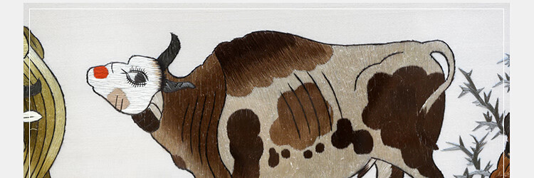 琉唐艺汇苏绣成品挂画动物牛中式古典书房走廊挂画蚕丝绣品手工刺绣