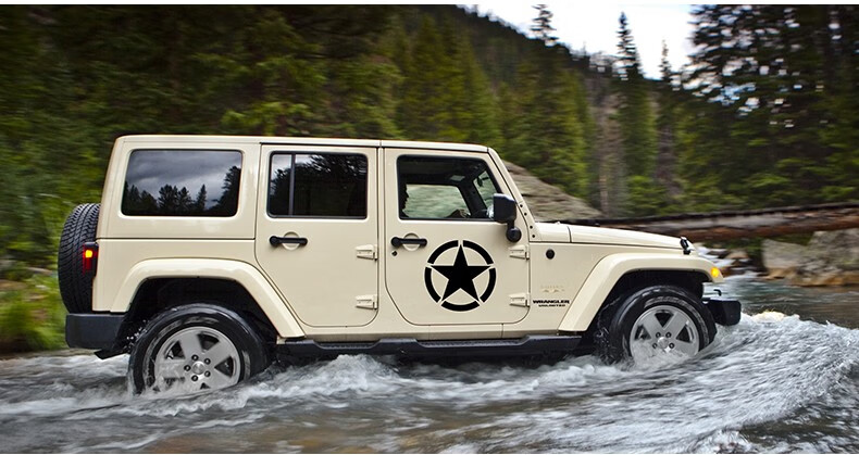 五角星星车贴纸车门贴 五星车贴越野e族个性汽车创意贴划痕贴 摩托车