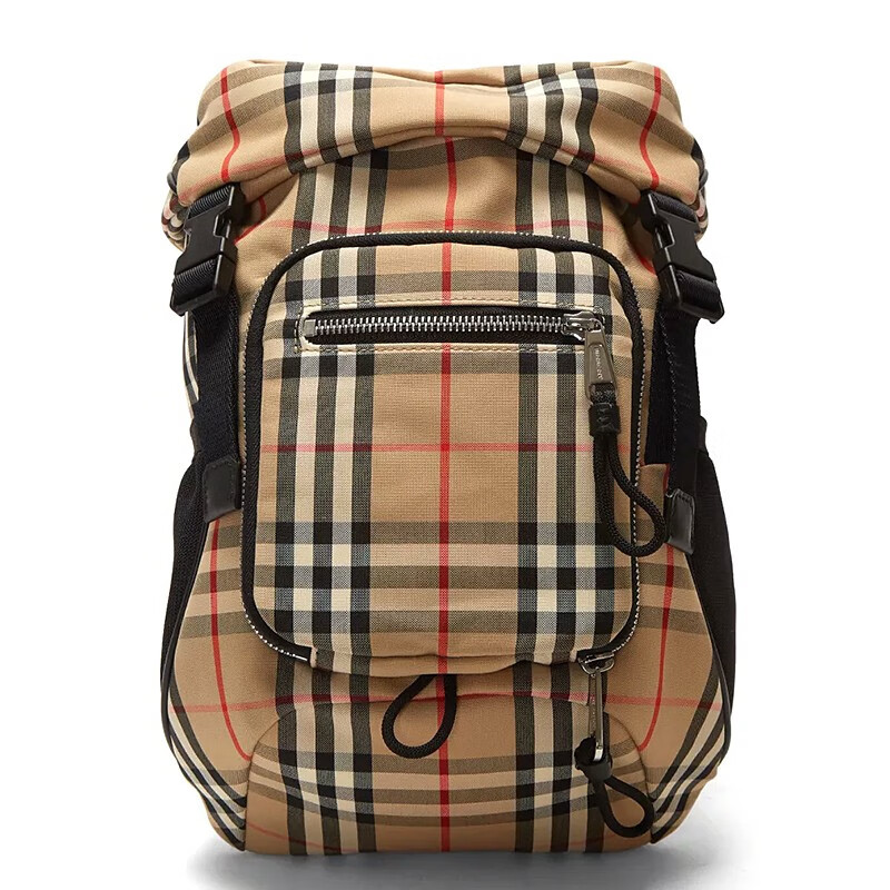 burberry 巴宝莉男包 经典格纹驼色腰包式背包 卡其色