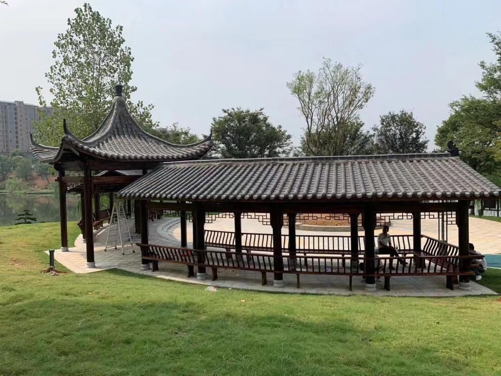 辉煌户外六角凉亭防腐木四角亭子庭院别墅仿古木屋实木长廊古建中式亭