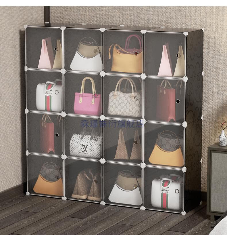 高档包包收纳柜落地透明包包收纳柜放包包的柜子卧室家用办公室门物架