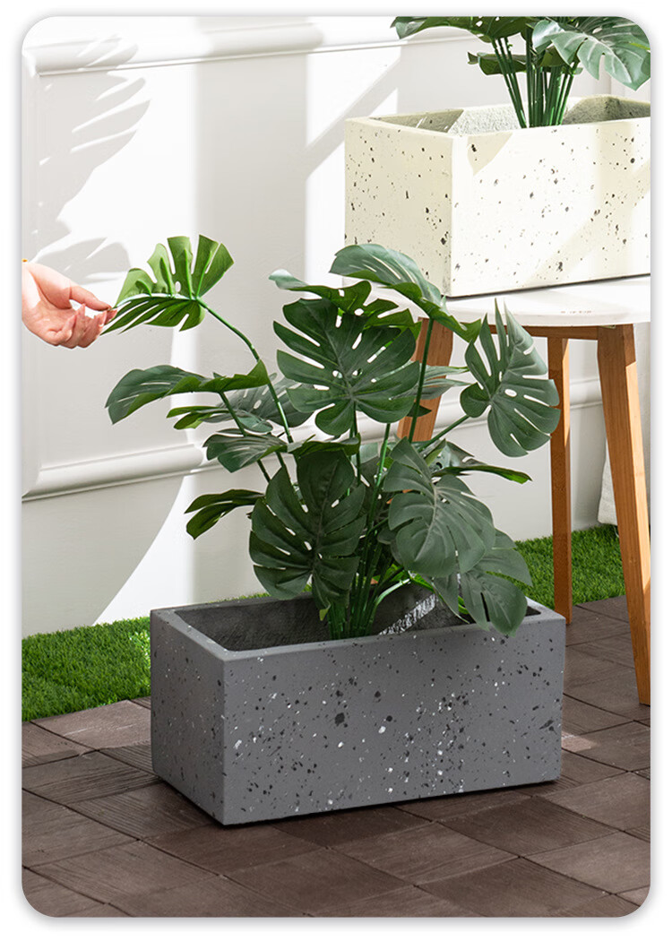 爱可斯(aixy)多彩长方形水泥花盆种植箱花箱办公室酒店客厅阳台绿植镁