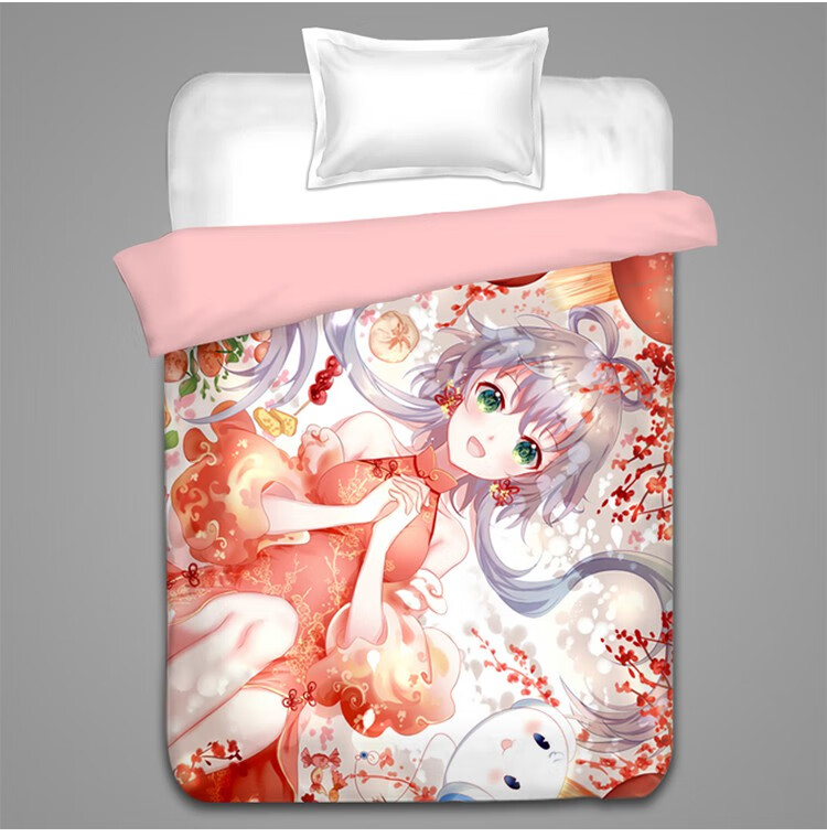 新品来图定制动漫二次元美女被套春日野穹被单学生宿舍单人被罩1.