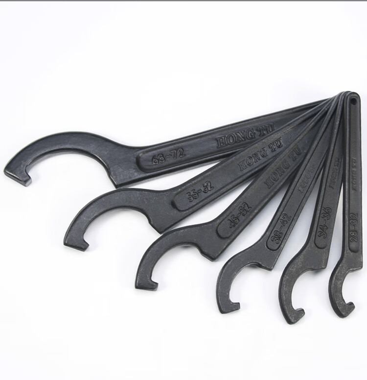 月牙扳手钩形园螺母扳手侧面孔钩扳手水表盖勾型扳手月牙扳手2226