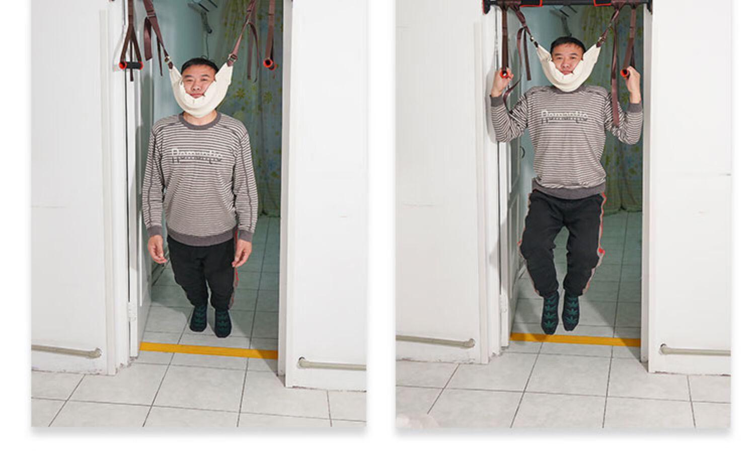 颈椎牵引带吊带加强型牵引1器吊单杠悬吊拉伸网红吊脖子带家用 草绿色