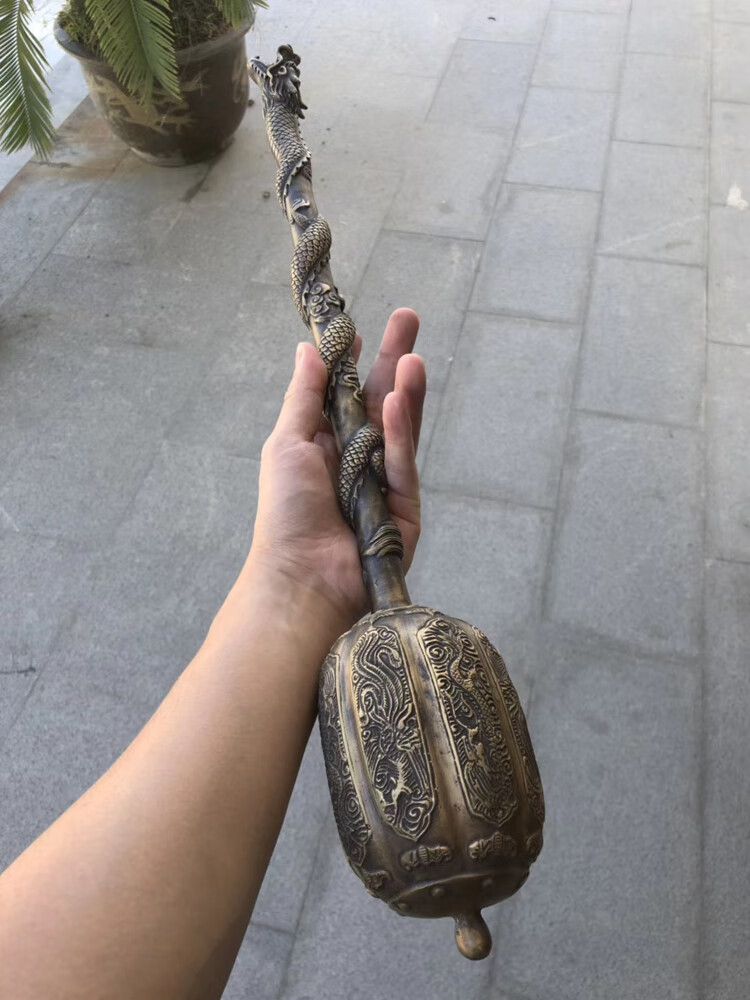 龙泉市紫铜棍身棒锤混元锤流星锤铜锤武术健身中款棍棒未开刃 乳白色