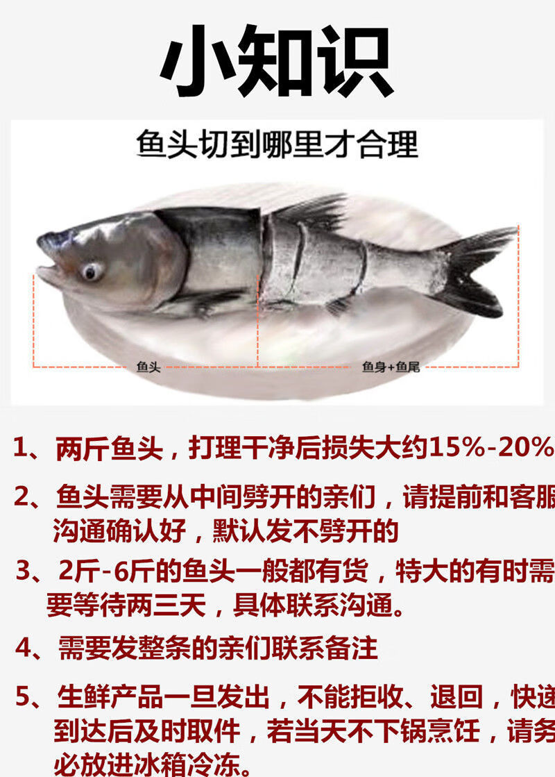 lism现捕现杀鳙鱼头胖头鱼鲢鱼头剁椒鱼头鱼头泡饼食材煲汤花鲢鱼头 2