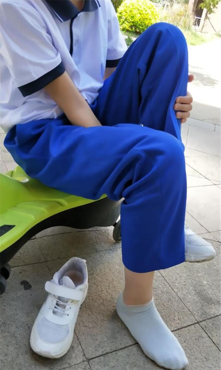 一条杠蓝色校服裤子宝蓝色白条纹运动学生裤小学初中高中学生校裤蓝色