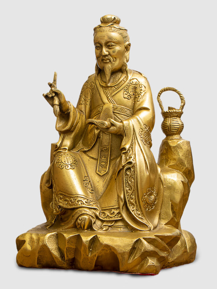 医圣神像纯铜道教药王像神医孙思邈神像纯铜医圣孙真人菩萨铜像家用