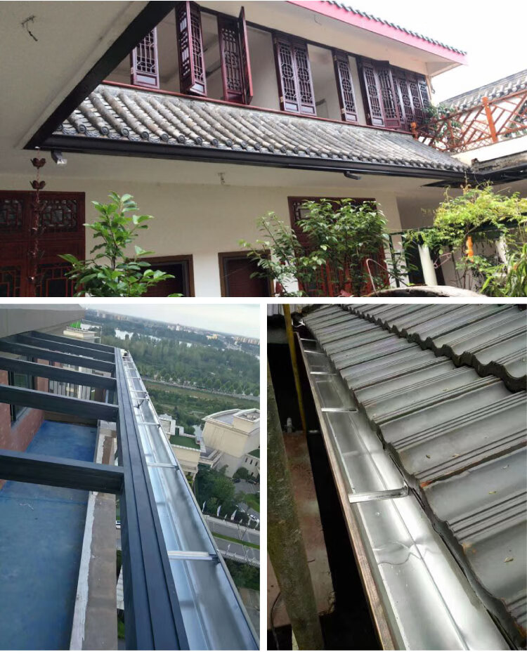 屋檐雨接排水槽天沟铝合金彩铝pvc落水檐沟方形雨下水管斜三通