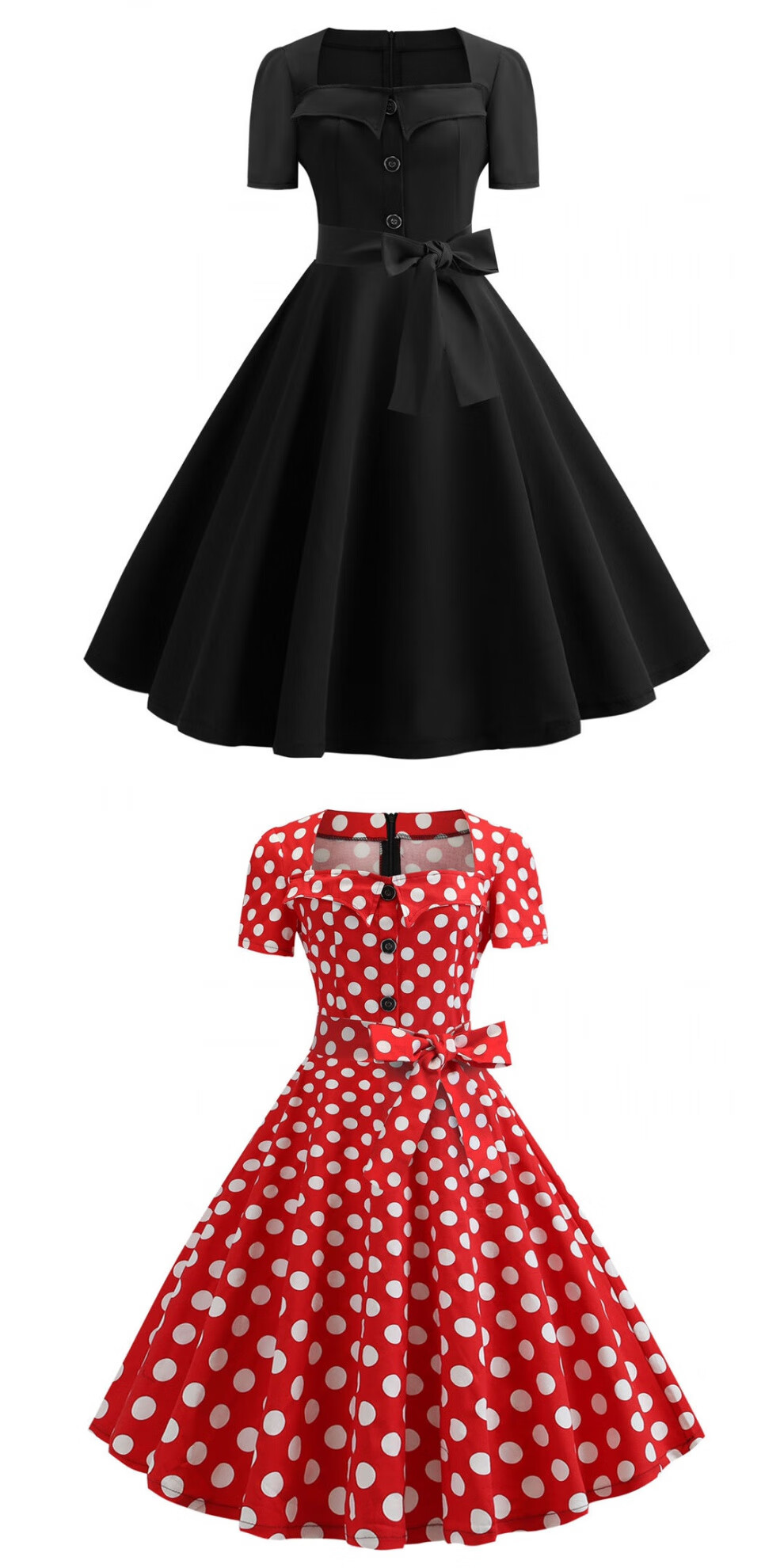 80年代复古舞蹈纽扣波点大摆连衣裙元旦年会表演女士迪斯科演出服2020