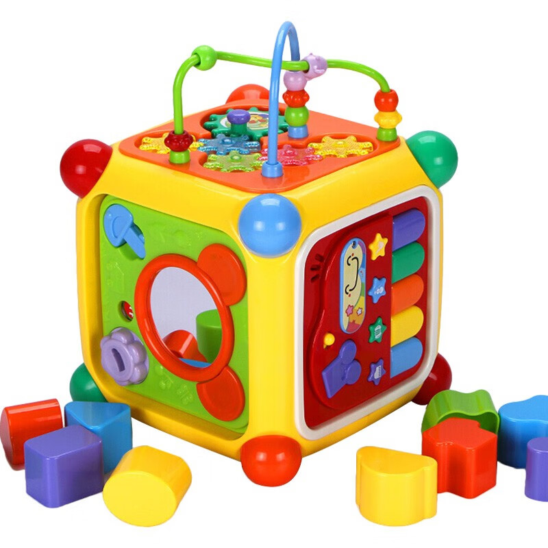 谷雨（GOODWAY）多功能六面盒智立方游戏桌六面体婴儿早教玩具宝宝礼物3838A 谷雨智立方六面盒