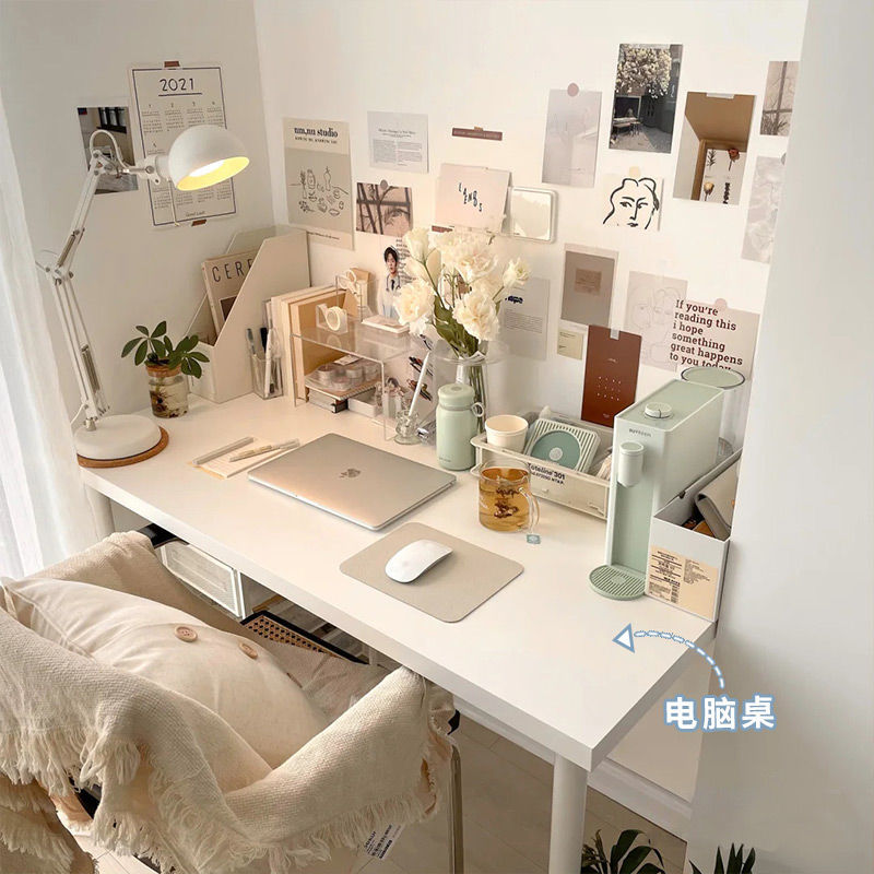 白色桌子女生卧室ins风书桌网红简约电脑桌化妆小桌子简易学习桌长120