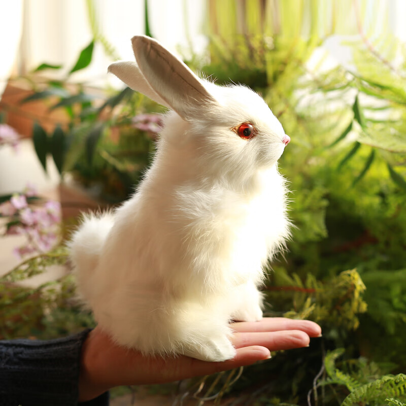 写真汉服道具玉兔古风拍照儿童拍摄装饰小白兔子仿真白兔站姿大2115cm