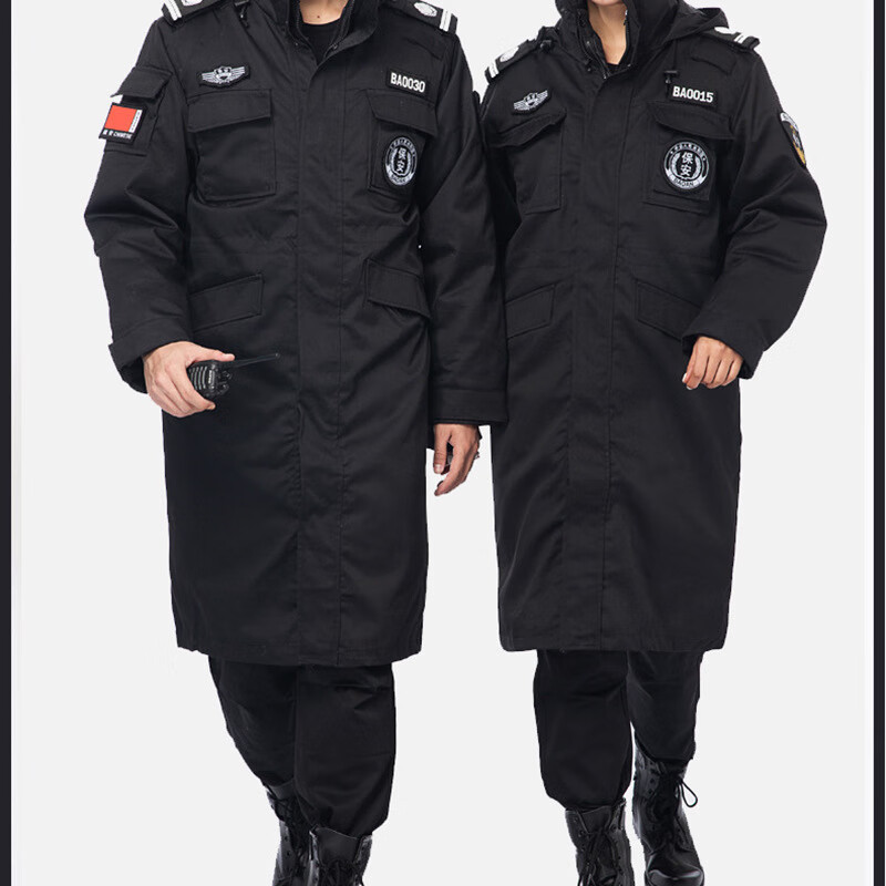 樊丹迪 保安服全套2022秋冬款棉大衣工作服套装定 做男女款保 防水绸