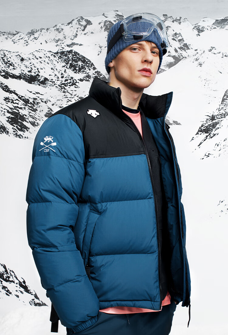 descente迪桑特 剑桥大学赛艇队 男子立领短款羽绒服d0491tdjj2 黑色