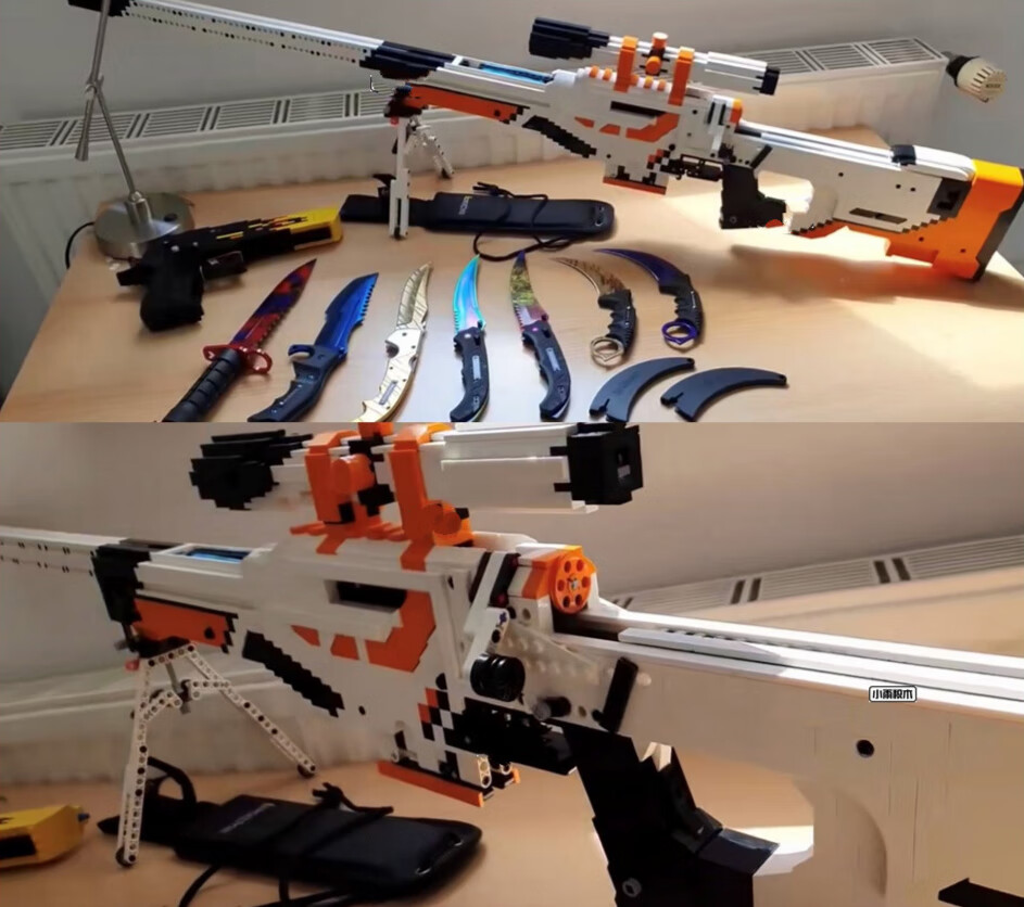 awp玩具枪二西莫夫乐高aw狙积木击枪moc发射机械拼装csgo 黑红色 40发