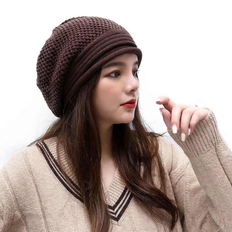 玺倩新品针织帽大头宽松大头围针织帽女冬季毛线帽子秋冬保暖适合圆脸