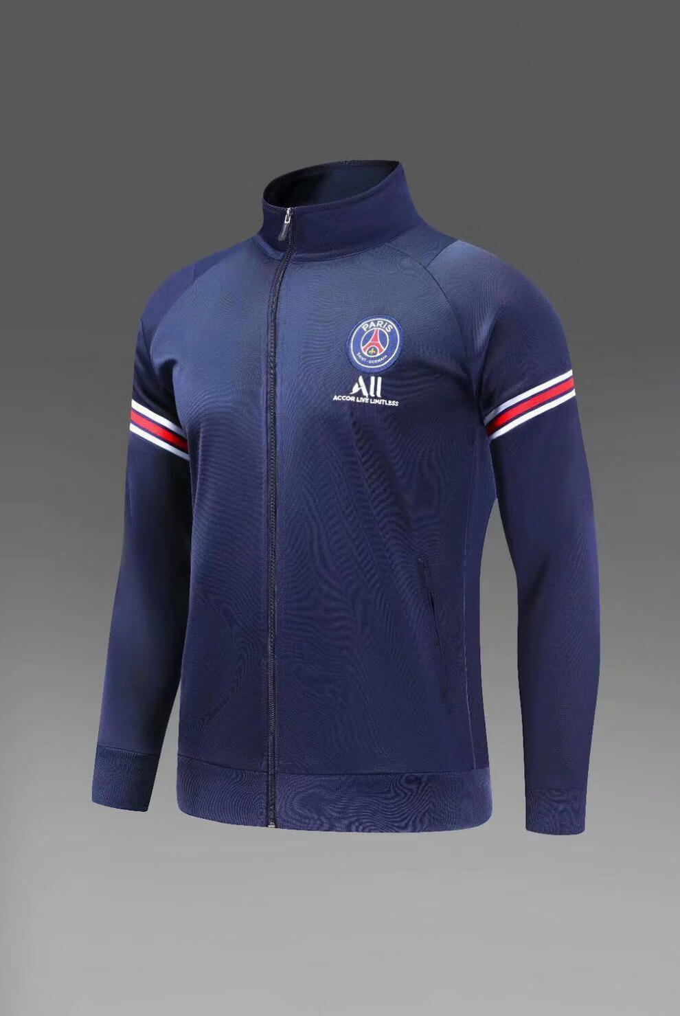 旋霸秋冬新款巴黎足球外套2021男足球比赛训练出场服长袖长裤夹克套装