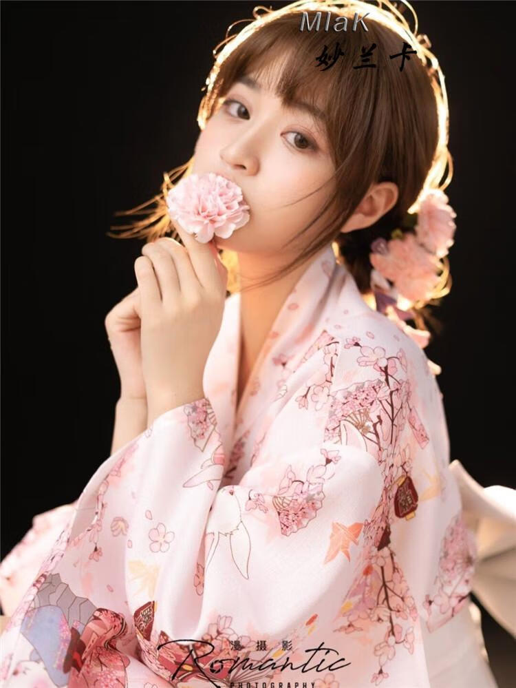 日本樱花季穿的】和服女正装少女日式和风粉色祈愿兔浴衣女复古连衣裙