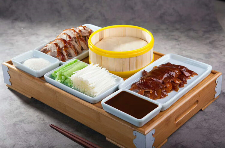 创意北京烤鸭陶瓷密胺餐具盘分格蘸料碟中式长方圆形盘子十个 八格碟