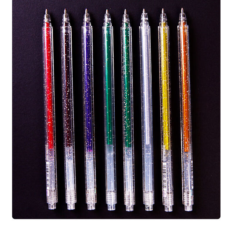 现货直发银光闪光啫喱笔彩色变色流沙笔套装儿童荧光笔学生用标记笔