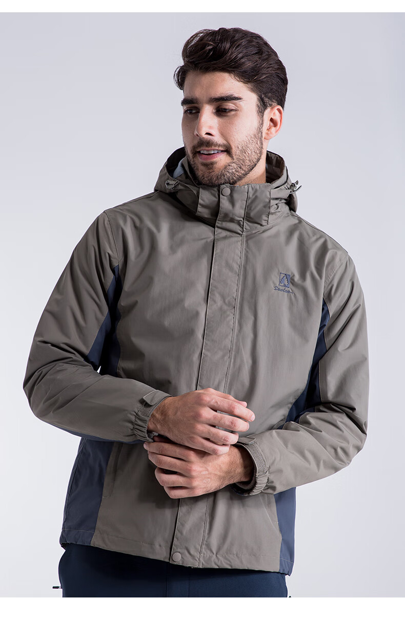 圣弗莱户外男式冲锋衣男三合一两件套户外风衣秋冬加绒加厚保暖外套