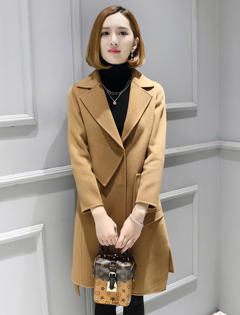 雅鹿2020年双面呢大衣毛呢子尼外套妮子中长零羊绒小个子高端女装冬天