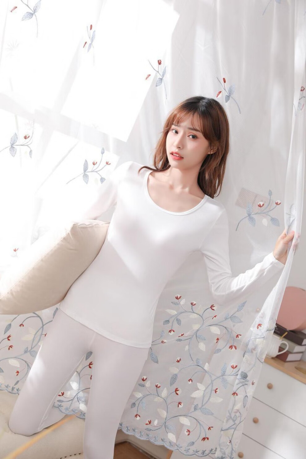 少女衬衣衬裤线衣线裤棉毛衫保暖套装女生秋衣秋裤套装女修身色打底大