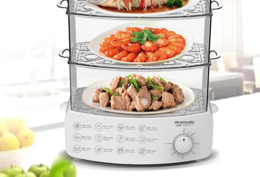 美的折叠蒸锅家用折叠蒸箱蒸汽笼多功能家用透明小大容量三层多层全