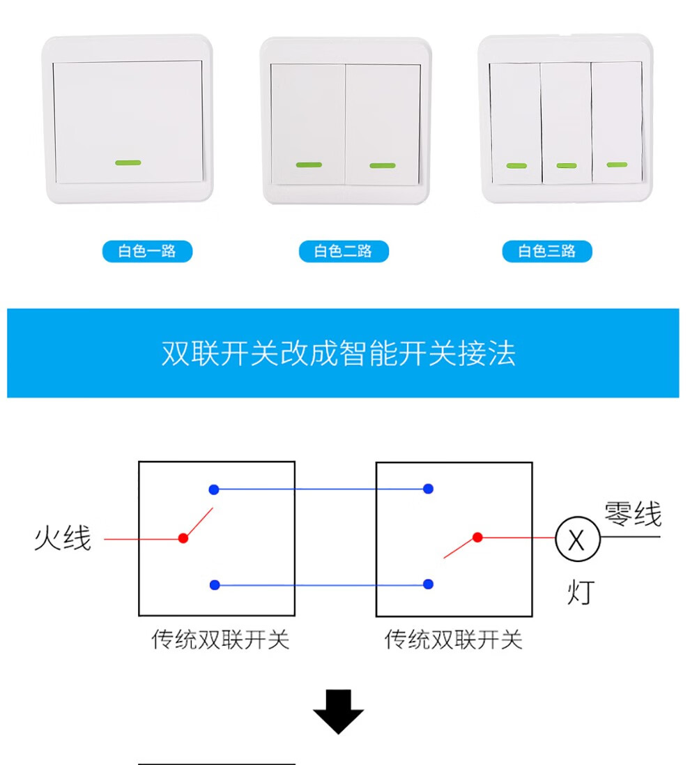 灏纫傲 射频无线遥控开关220v智能家用86型开关面板免布线摇控器rf